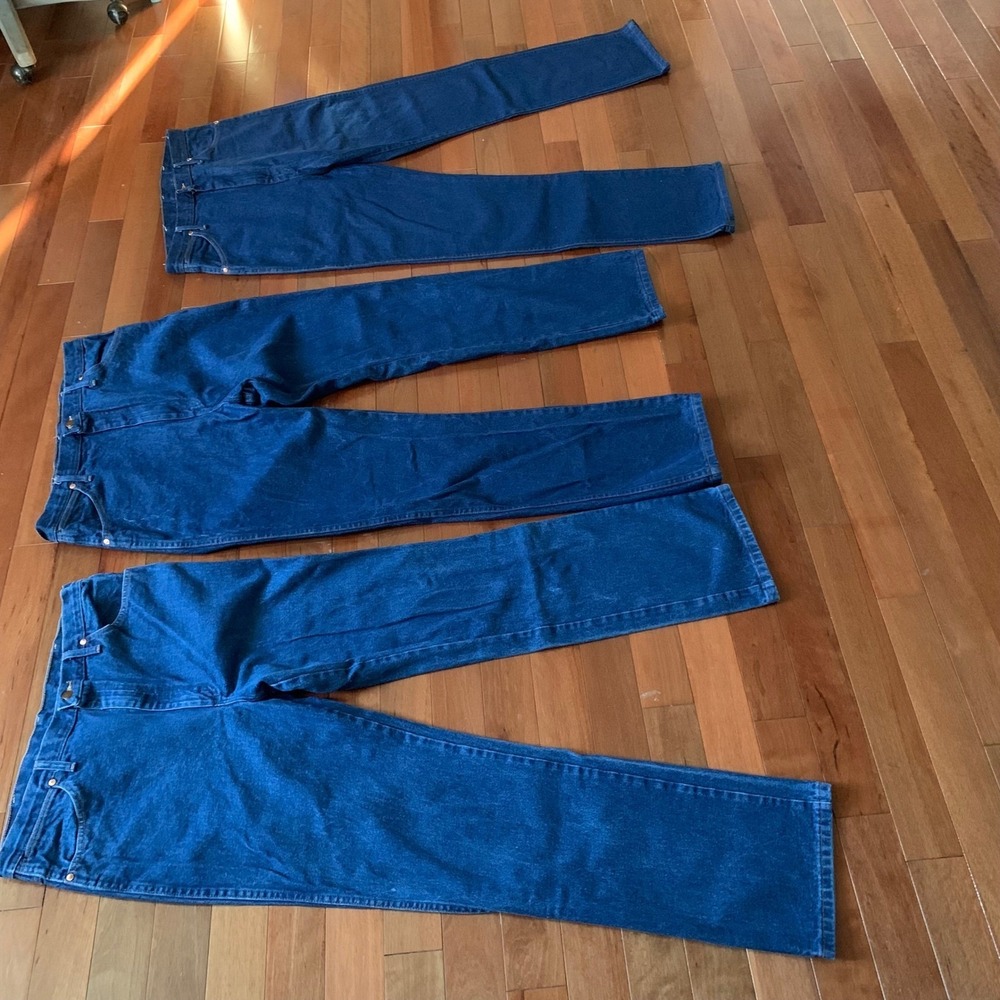 3 Wrangler Jeans Mens 38x34 13MWZPWD 936PWD ( 2 Original 1 Slim Fit) Cowboy Cut - Picture 4 of 16